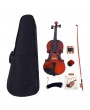 Glarry 3/4 Acoustic Violin Case Bow Rosin Strings Tuner Shoulder Rest Natural