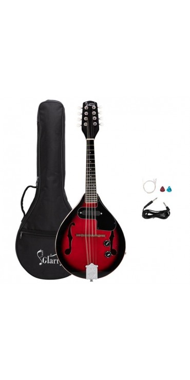 Glarry A Style 8-String Acoustic Electric Mandolin Double-Duty Mandolin with Gig Bag for Beginner Sunset Red